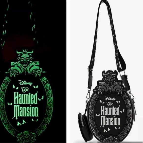 Disney The Haunted Mansion Plaque Figural Glow-in-the-Dark Crossbody Bag - Picture 2 of 5
